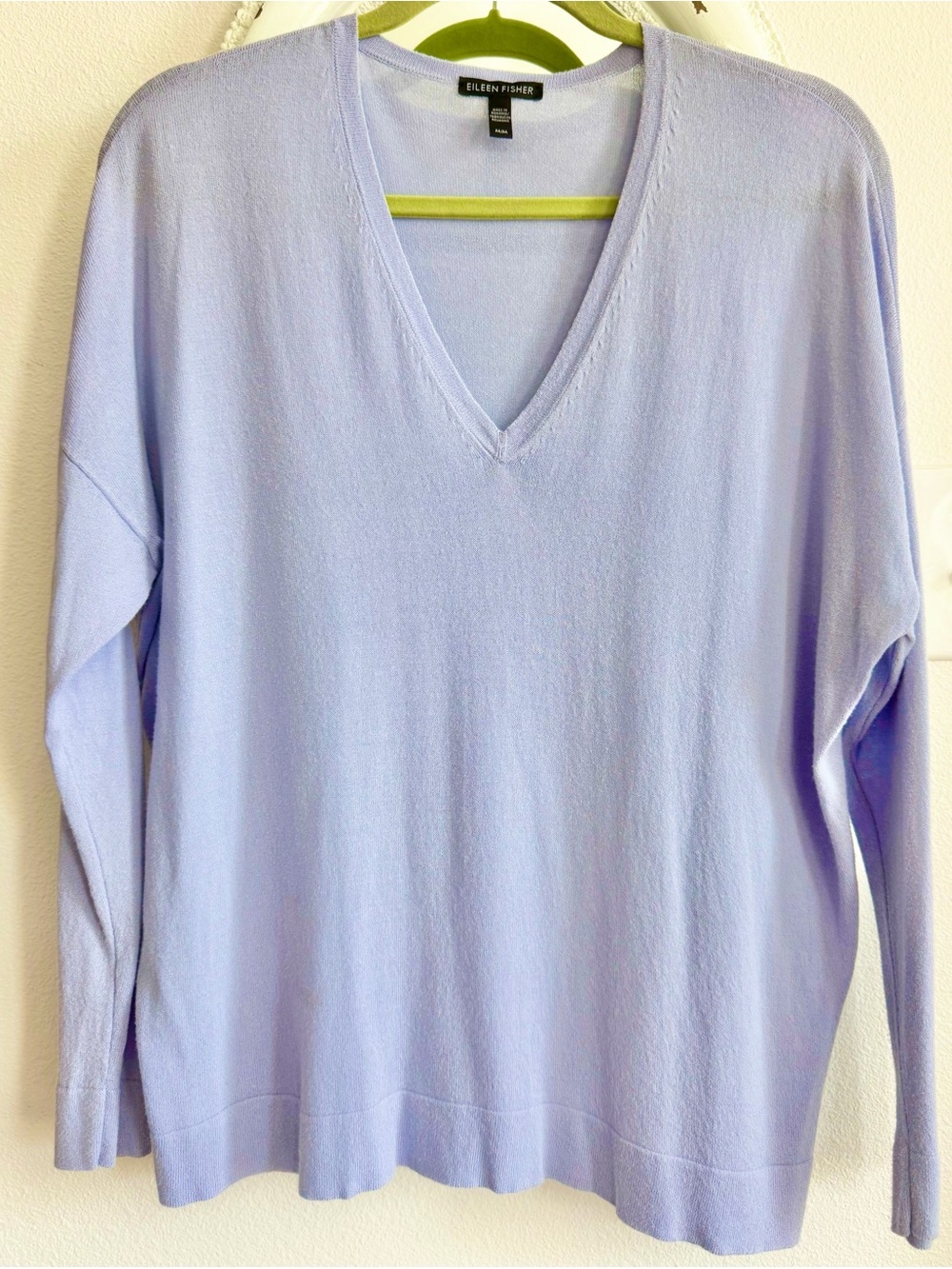 Eileen Fisher Light Lavender V-Neck Long Sleeve Sweater Top
